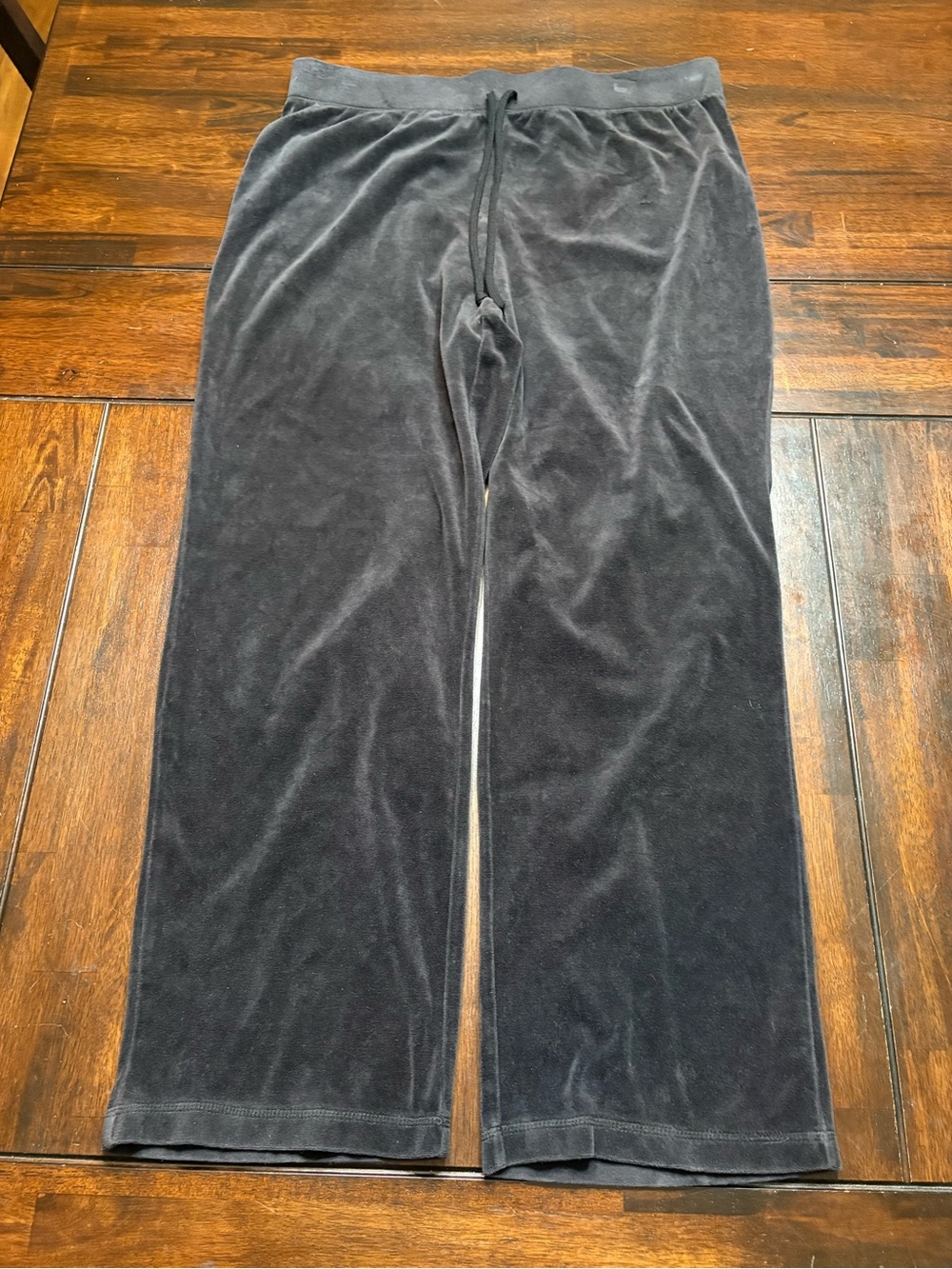 Kim Rogers black velour wide leg loungewear sweatpants with drawstring waist, XL